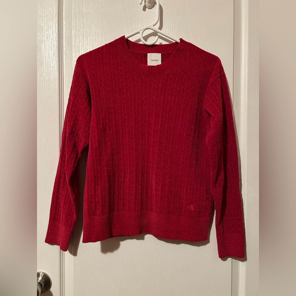 NWOT Calvin Klein Women's Vibrant Red Crew Neck Sweater